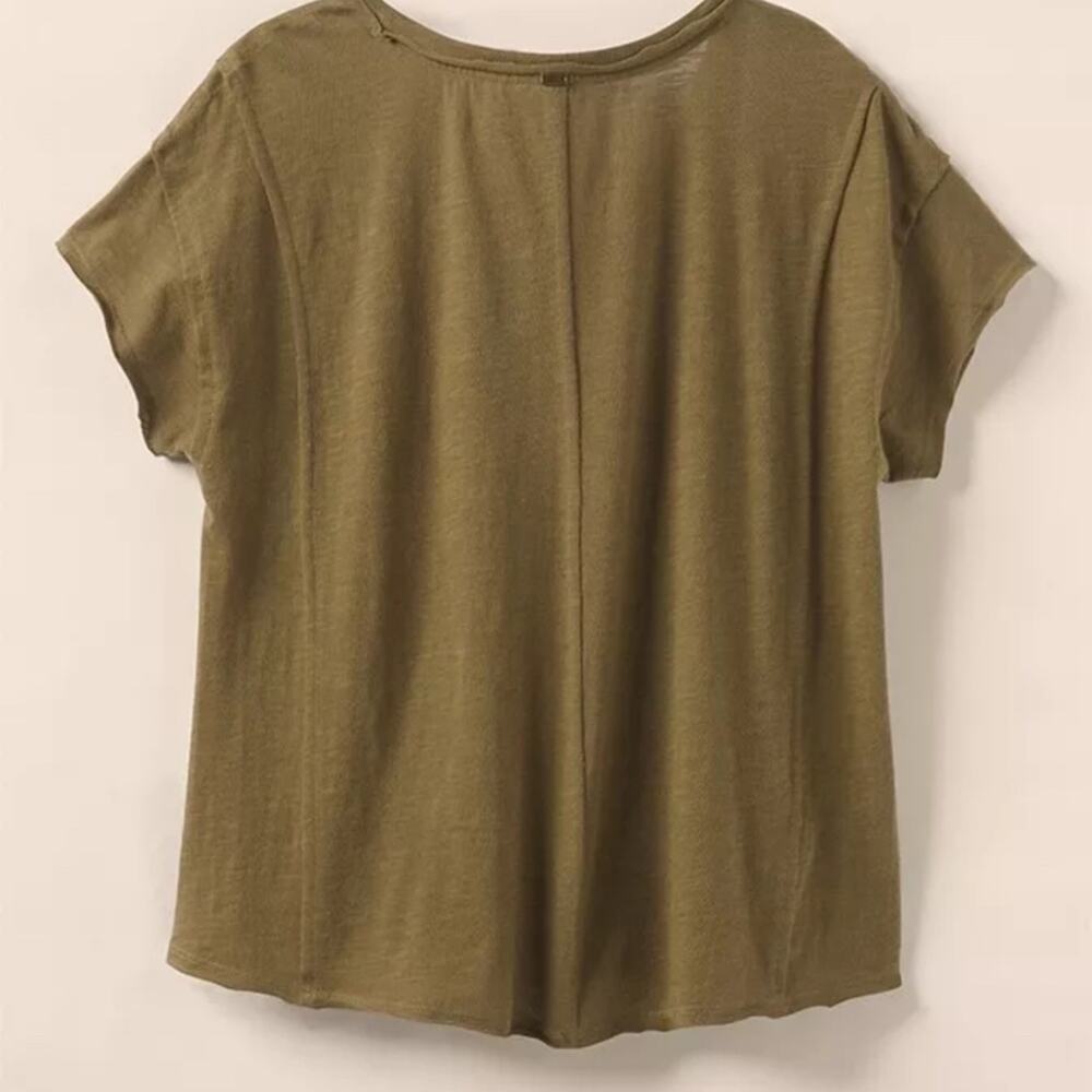 Good Hart Womens V-Neck Tee Size Medium Olive Green Cotton‎ Normcore Mori Girl - Picture 3 of 16